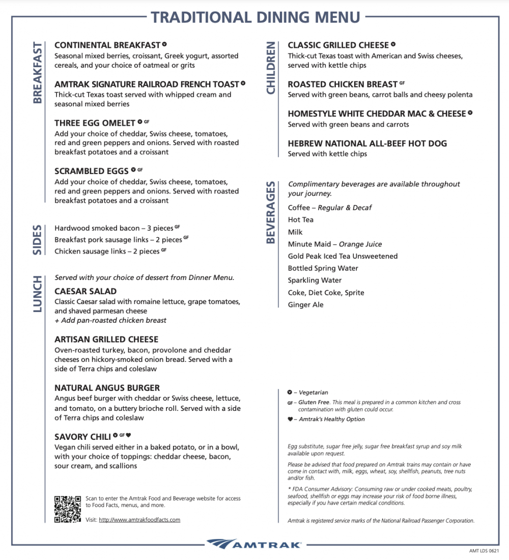 Meals and Dining Onboard Amtrak Amtrak Vacations®